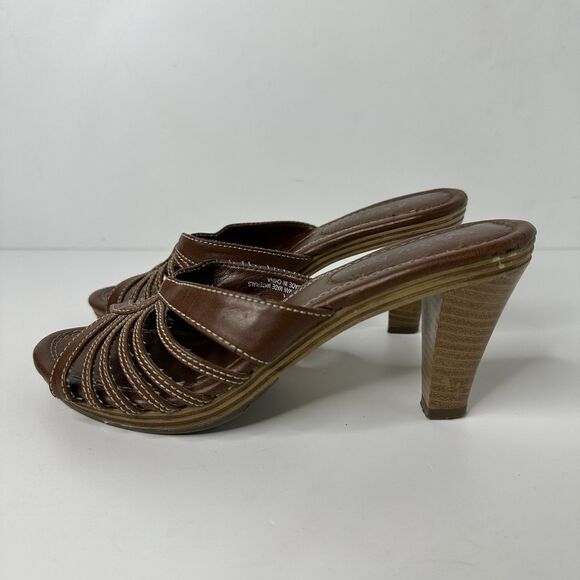Y2K Self Esteem Nina Heeled Sandals Womens Sz 6 Brown Strappy Faux Leather 2.5" - Picture 11 of 11